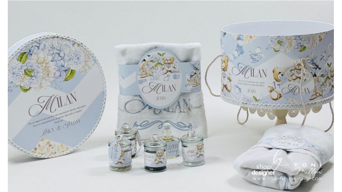 Set prima băiță după botez băiat cu ursuleți Moschino Toy Ritualul blând al apei 22